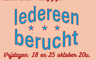 Iedereen berucht zaterdag 26 oktober 20u.